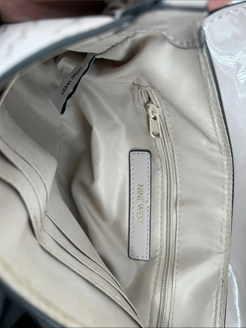 Nine West Pale Nude Pink Patent Crossbody Bag